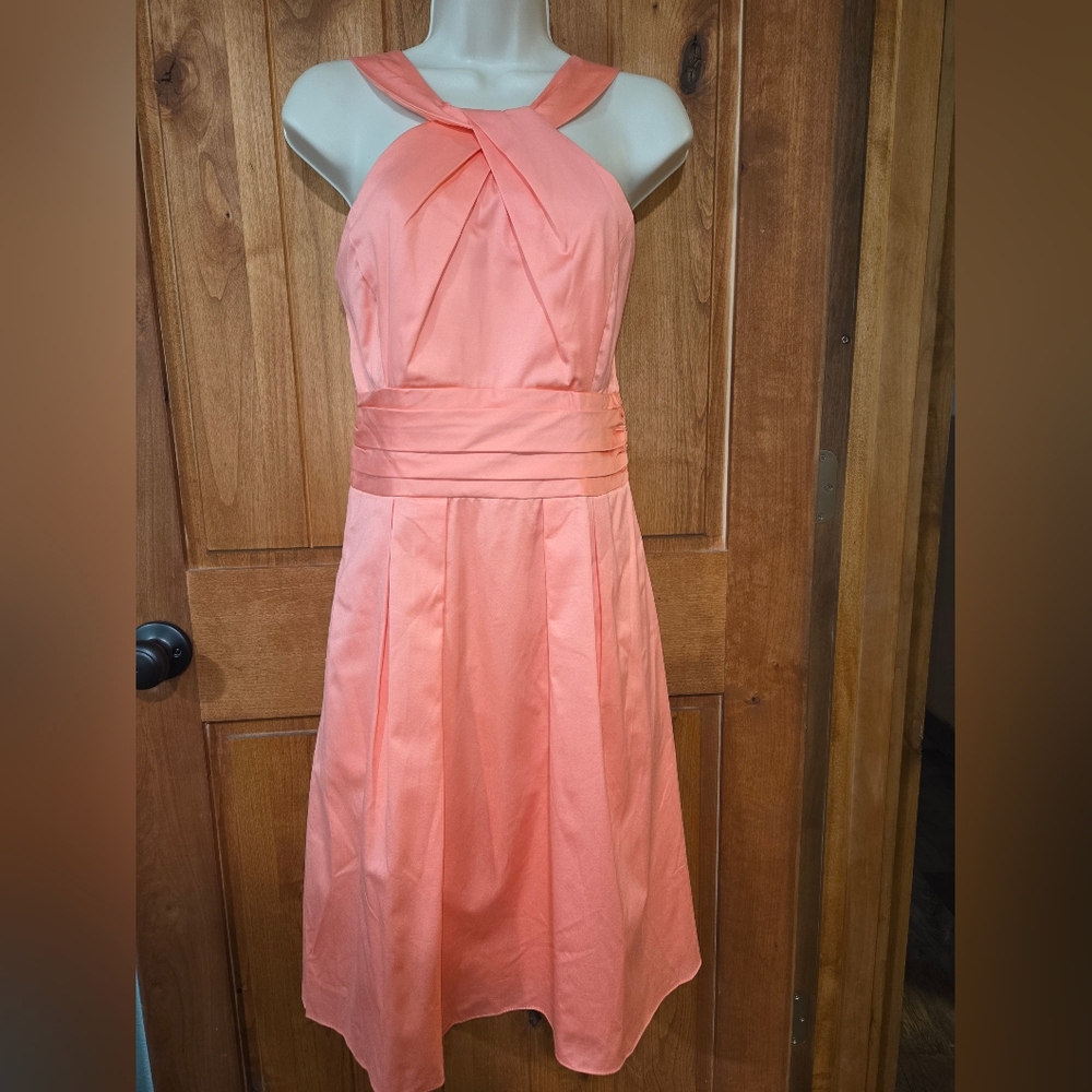 David's Bridal‎ Halter Neck Coral Dress